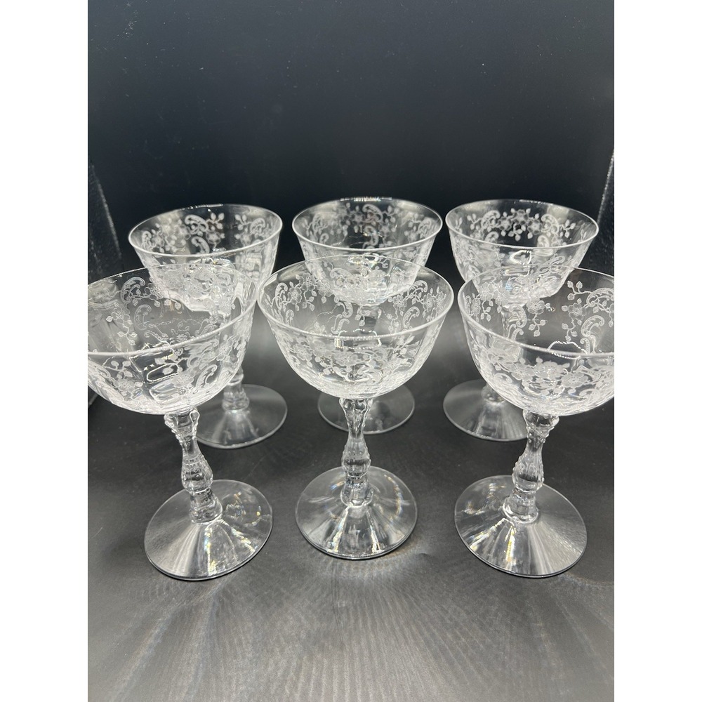 FOSTORIA MEADOW ROSE SHERBET 6 PIECE SET